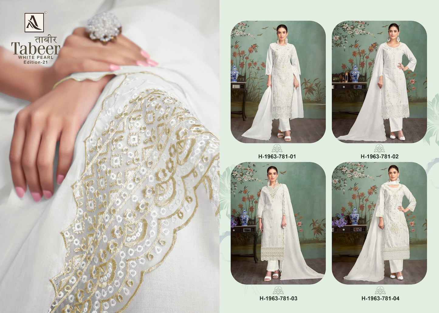 Tabeer Edition 21 Alok Cambric Lawn Karachi Salwar Suits Exporter India