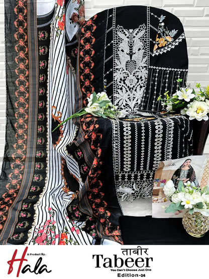 Tabeer Edition 24 Black Special Hala Lawn Karachi Salwar Suits Wholesale Rate