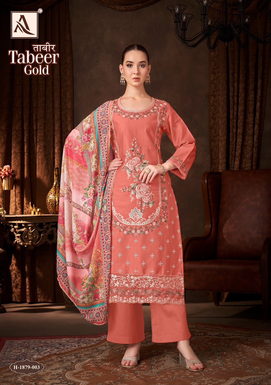 Tabeer Gold Alok Zam Cotton Karachi Salwar Suits Supplier