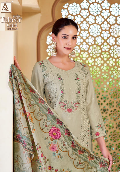 Tabeer Gold Edition 3 Alok Pure Zam Karachi Salwar Suits Exporter India