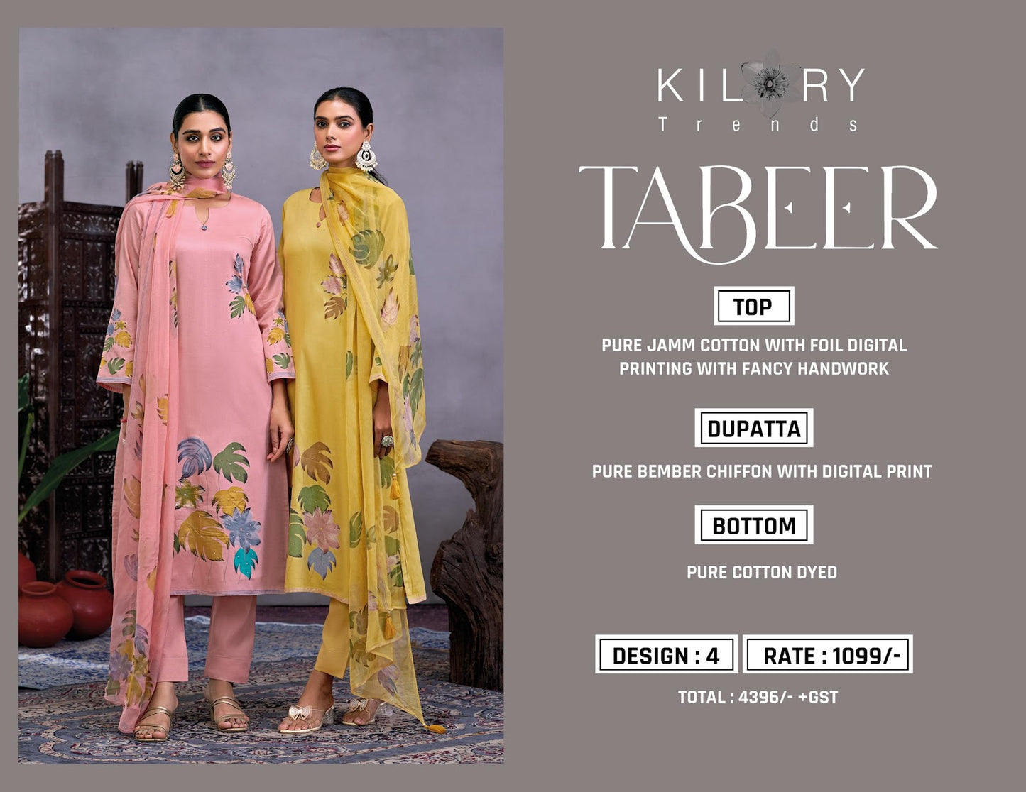 Tabeer Kilory Jam Cotton Pant Style Suits Wholesaler Ahmedabad