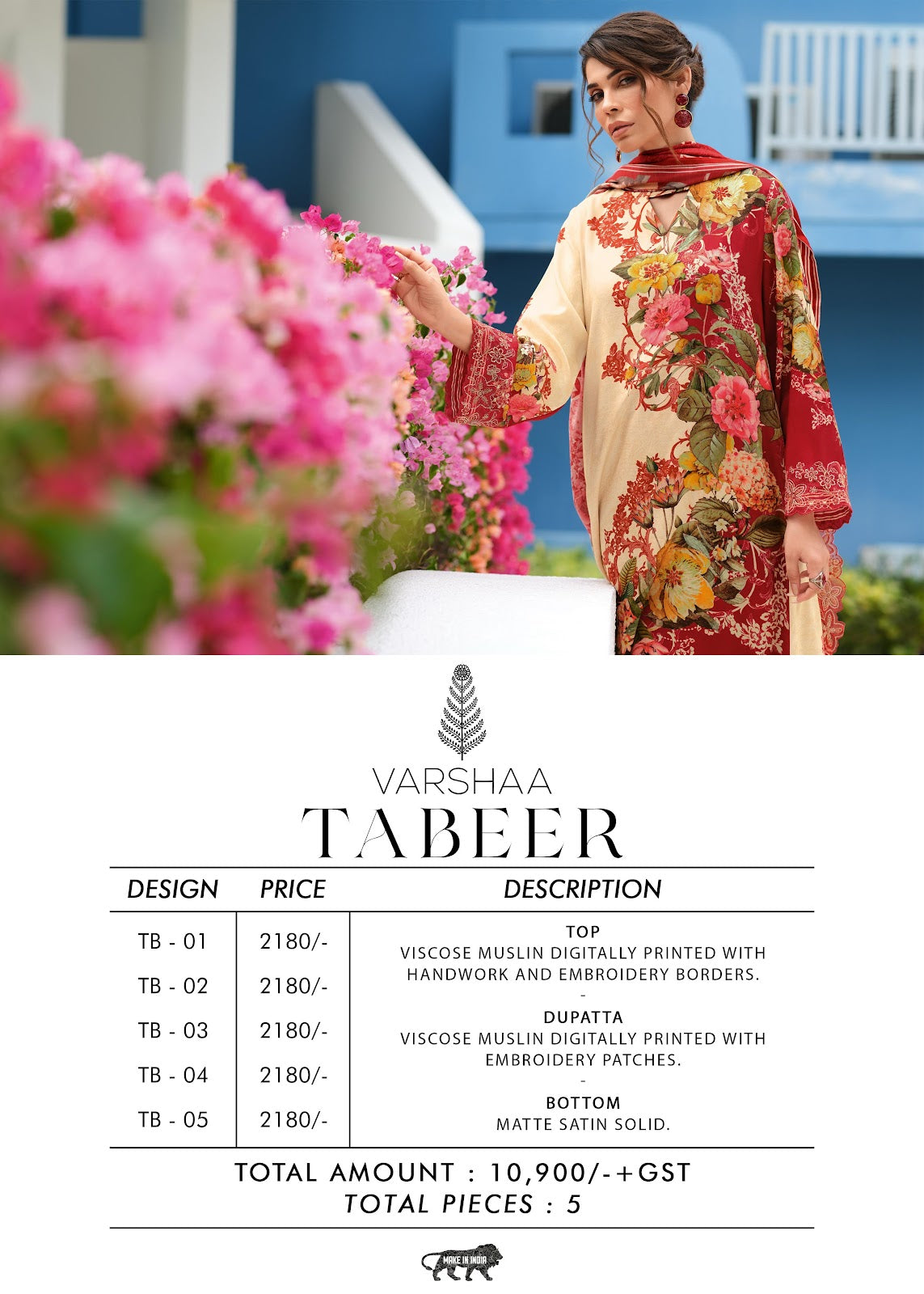 Tabeer Varshaa Viscose Muslin Pakistani Salwar Suits Supplier Ahmedabad