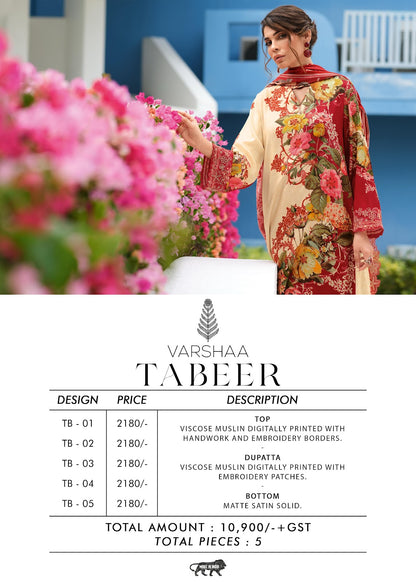Tabeer Varshaa Viscose Muslin Pakistani Salwar Suits Supplier Ahmedabad