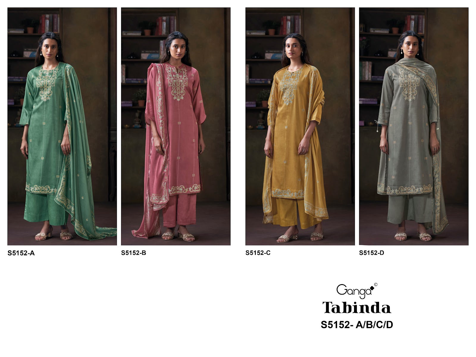 Tabinda S5152 Ganga Cotton Satin Plazzo Style Suits Wholesaler