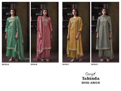 Tabinda S5152 Ganga Cotton Satin Plazzo Style Suits Wholesaler