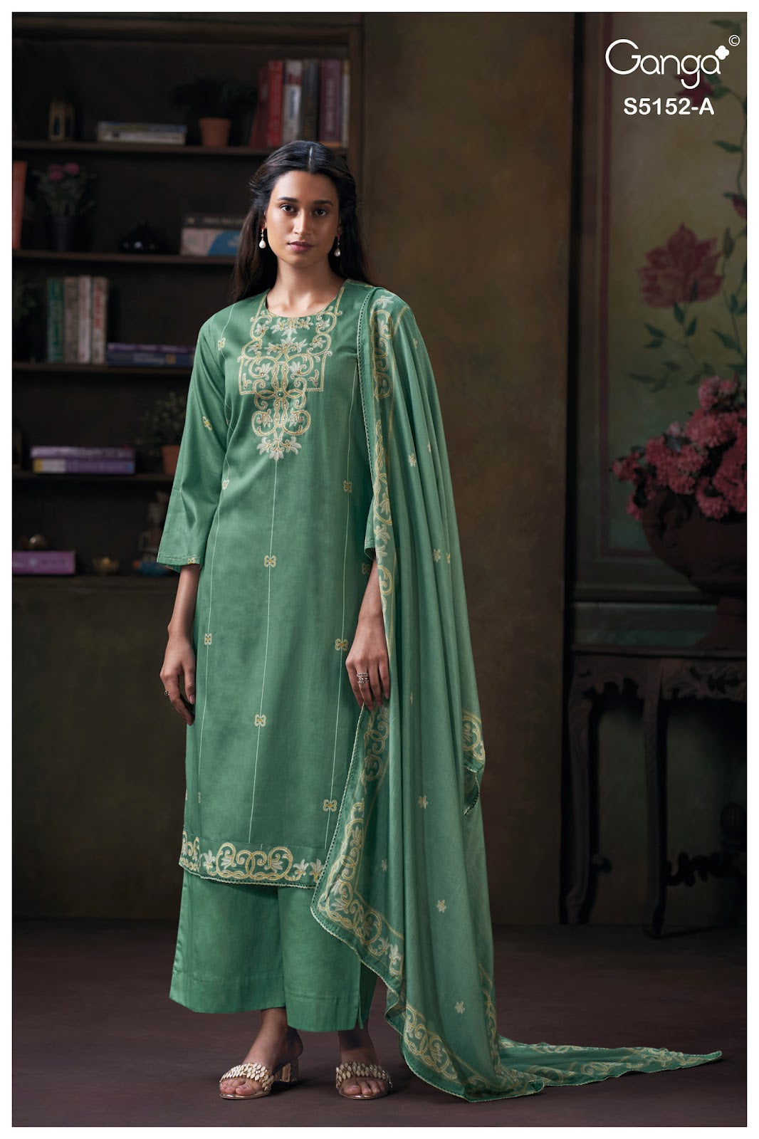 Tabinda S5152 Ganga Cotton Satin Plazzo Style Suits Wholesaler