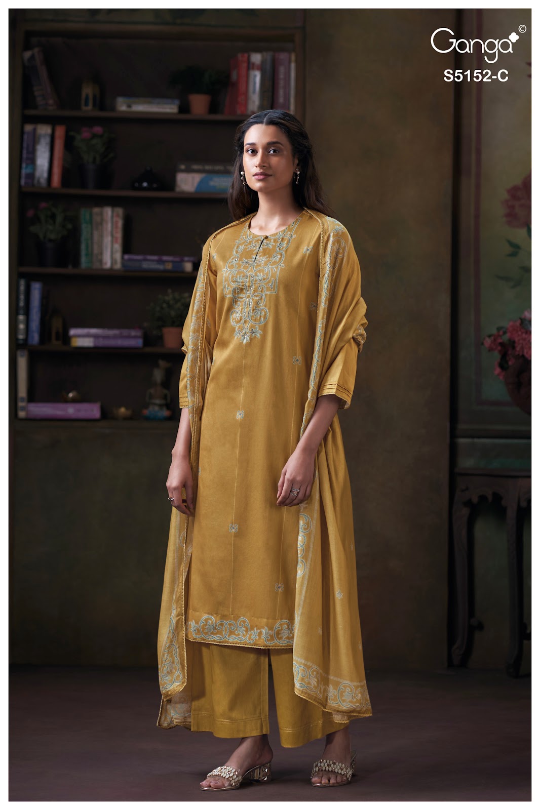Tabinda S5152 Ganga Cotton Satin Plazzo Style Suits Wholesaler