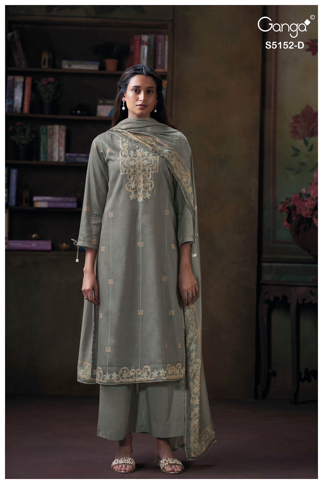 Tabinda S5152 Ganga Cotton Satin Plazzo Style Suits Wholesaler
