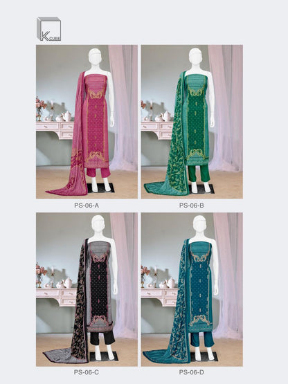 Taheera Ps 6 K Cube Pashmina Suits Supplier Ahmedabad