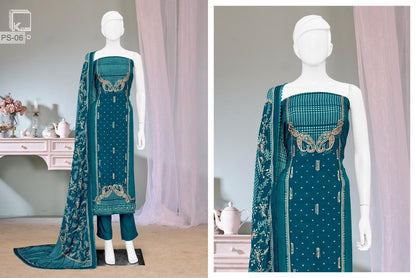 Taheera Ps 6 K Cube Pashmina Suits Supplier Ahmedabad