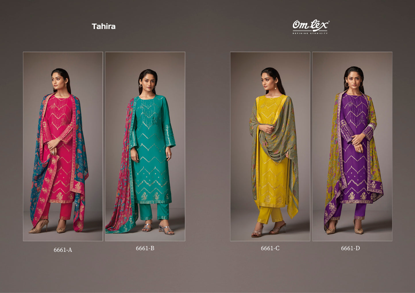 Tahira Omtex Muslin Jacquard Pant Style Suits Exporter