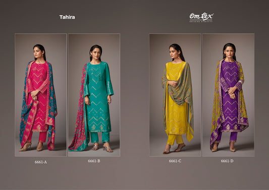 Tahira Omtex Muslin Jacquard Pant Style Suits Exporter