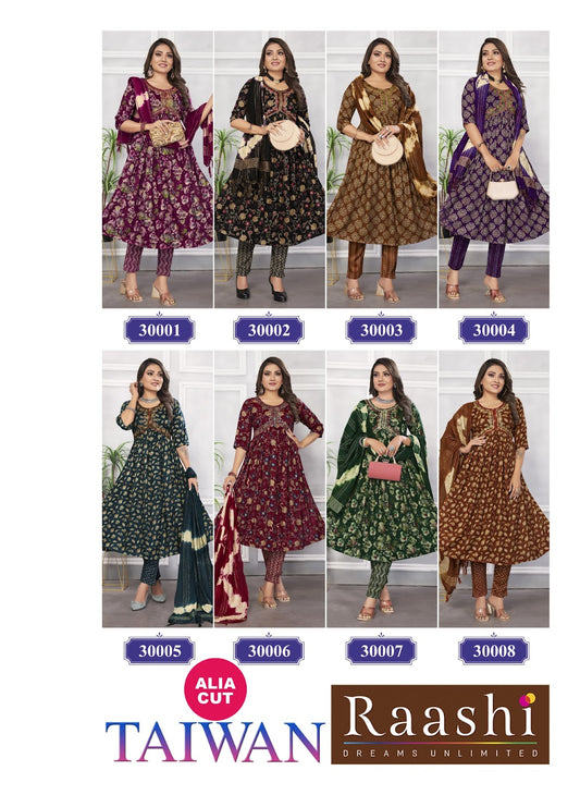 Taiwan Alia Cut Raashi Capsule Readymade Pant Style Suits Wholesaler