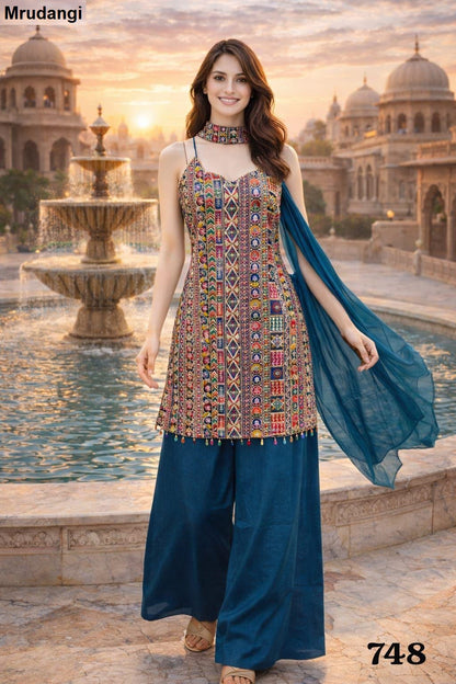 Taj 745 To 748 Mrudangi Georgette Readymade Plazzo Style Suits Wholesaler