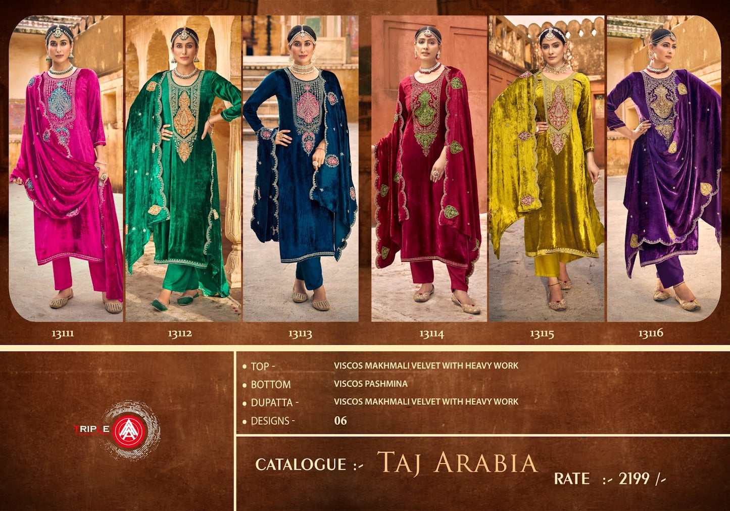 Taj Arabia Triple Aaa Viscose Velvet Suits Exporter Gujarat