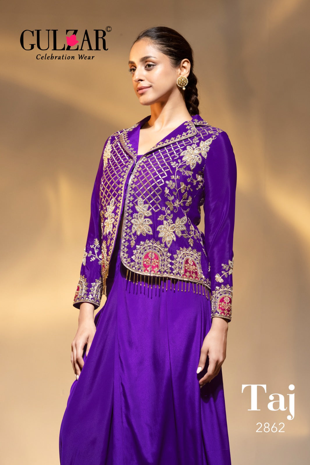 Taj Gulzar Crape Indo Western Pair Wholesaler Ahmedabad