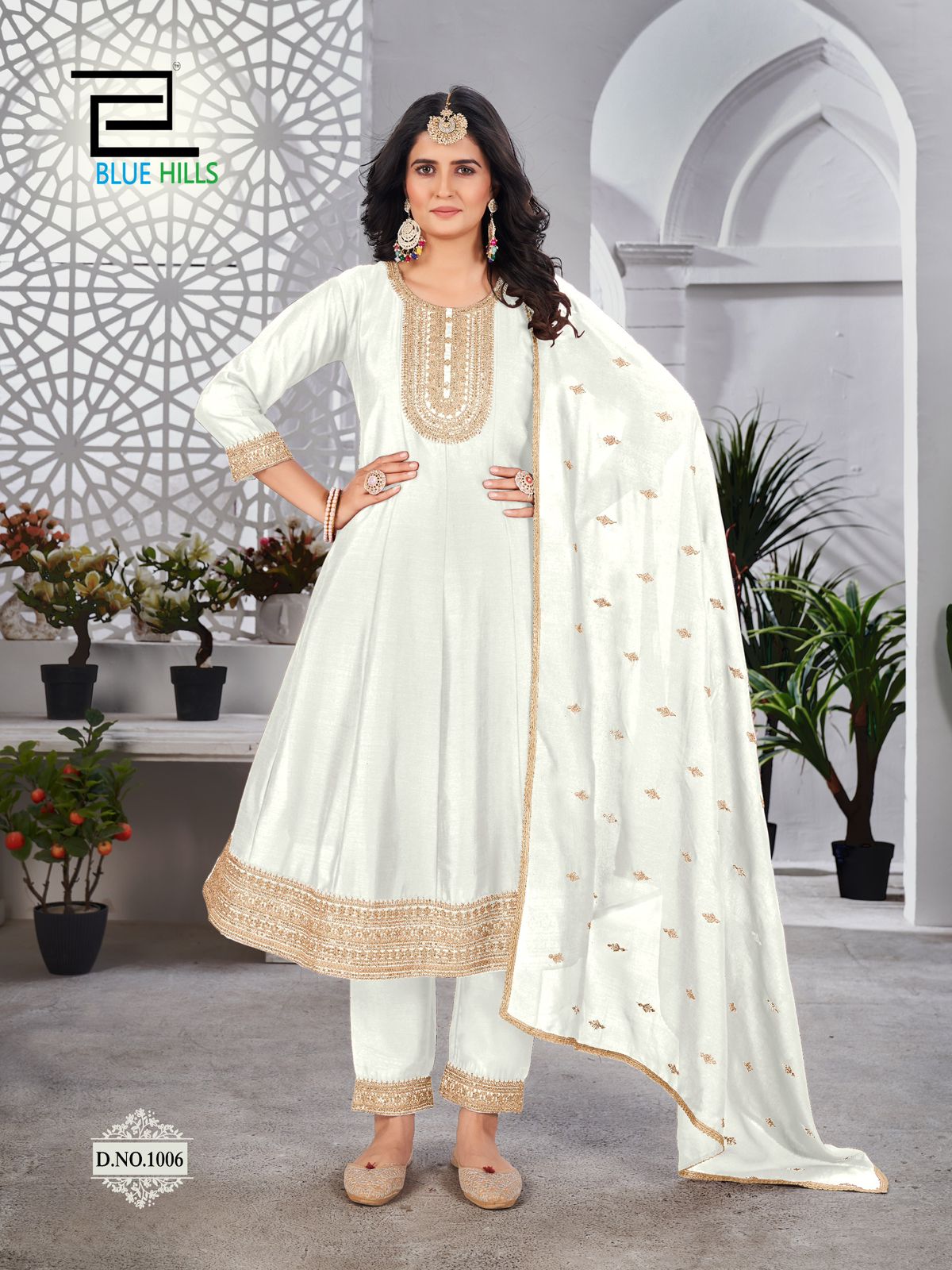 Taj Mahal Blue Hills Vichitra Readymade Anarkali Suits Manufacturer