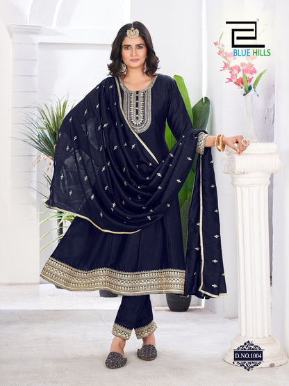 Taj Mahal Blue Hills Vichitra Readymade Anarkali Suits Manufacturer