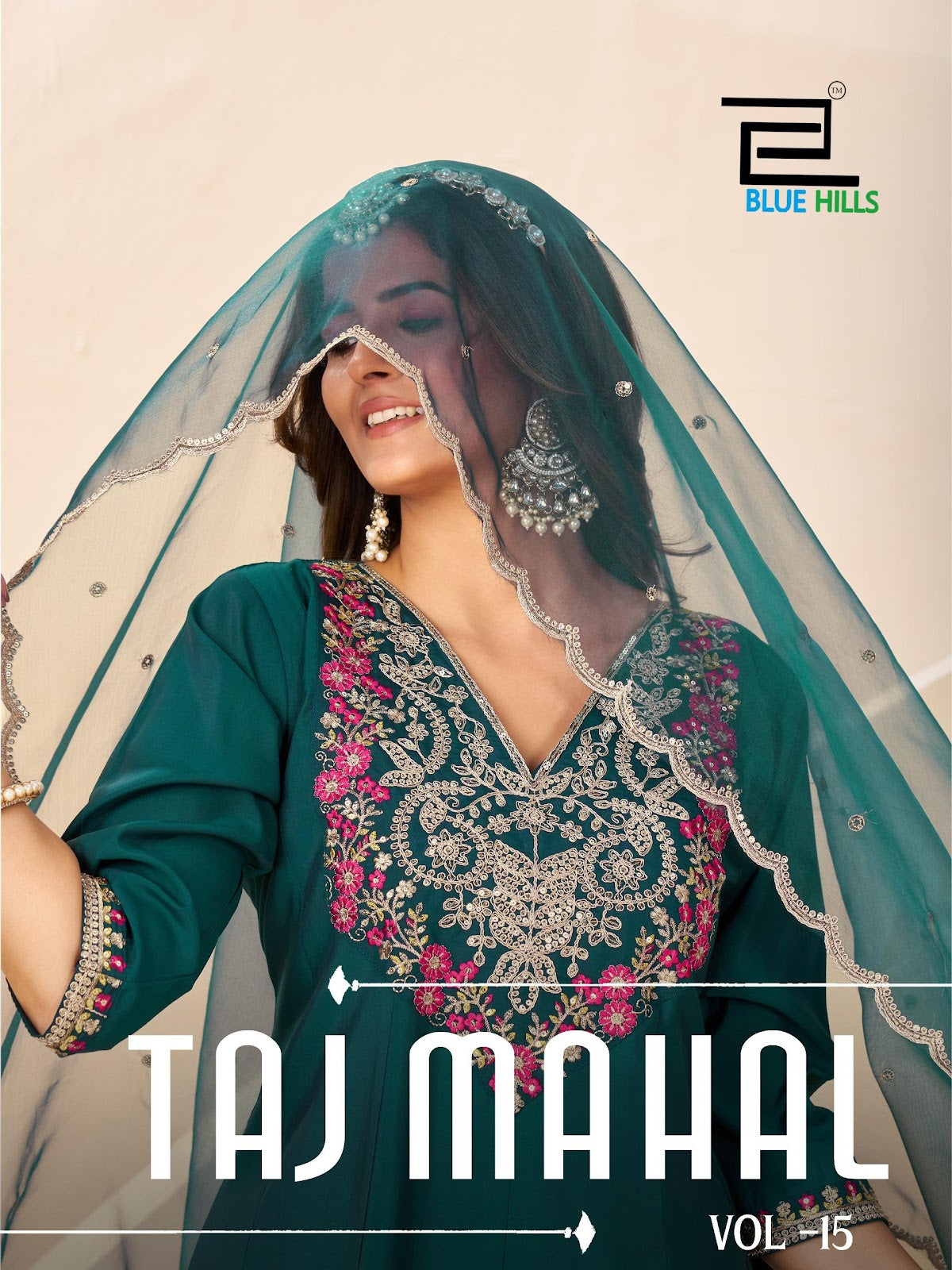 Taj Mahal Vol 15 Blue Hills Roman Silk Readymade Anarkali Suits Wholesale Rate