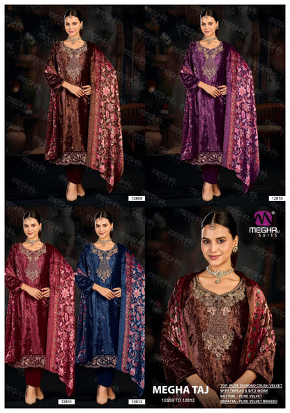 Taj Megha Viscose Velvet Suits Wholesale Price