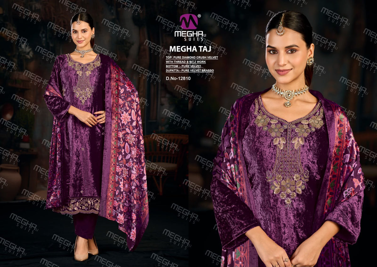 Taj Megha Viscose Velvet Suits Wholesale Price