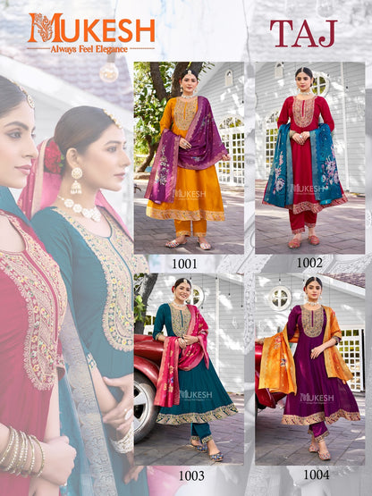 Taj Mukesh Banwery Vichitra Silk Readymade Anarkali Suits Exporter India