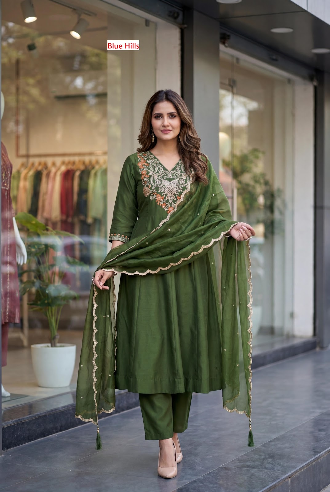 Taj Vol 1 Blue Hills Roman Silk Readymade Pant Style Suits Supplier Ahmedabad