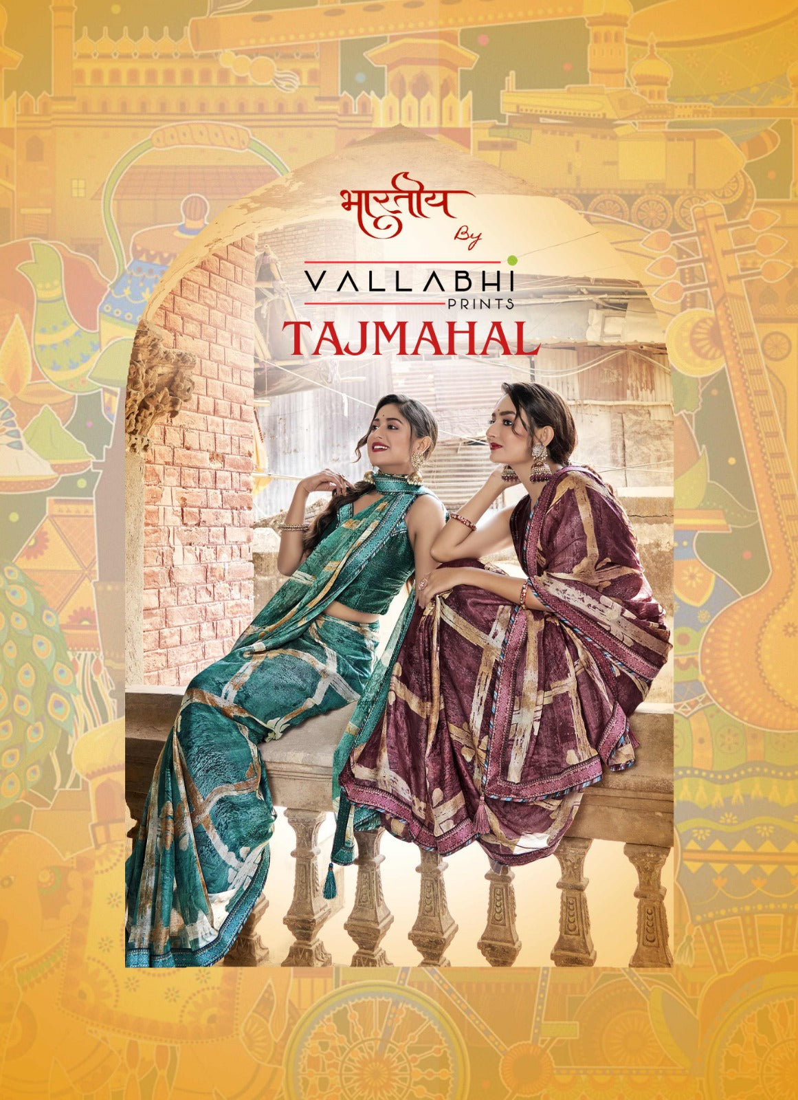 Tajmahal Vallabhi Prints Georgette Sarees Wholesale Rate
