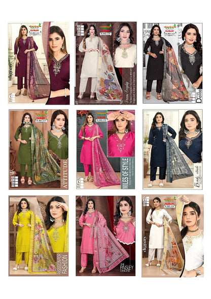 Tajrani Kanha Roman Readymade Pant Style Suits Wholesale Price