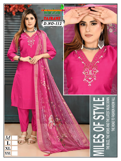 Tajrani Kanha Roman Readymade Pant Style Suits Wholesale Price