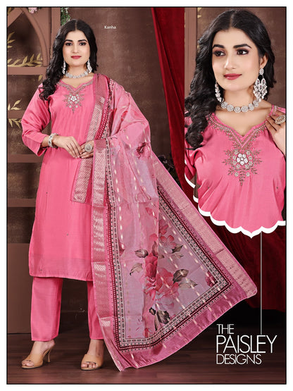 Tajrani Kanha Roman Readymade Pant Style Suits Wholesale Price