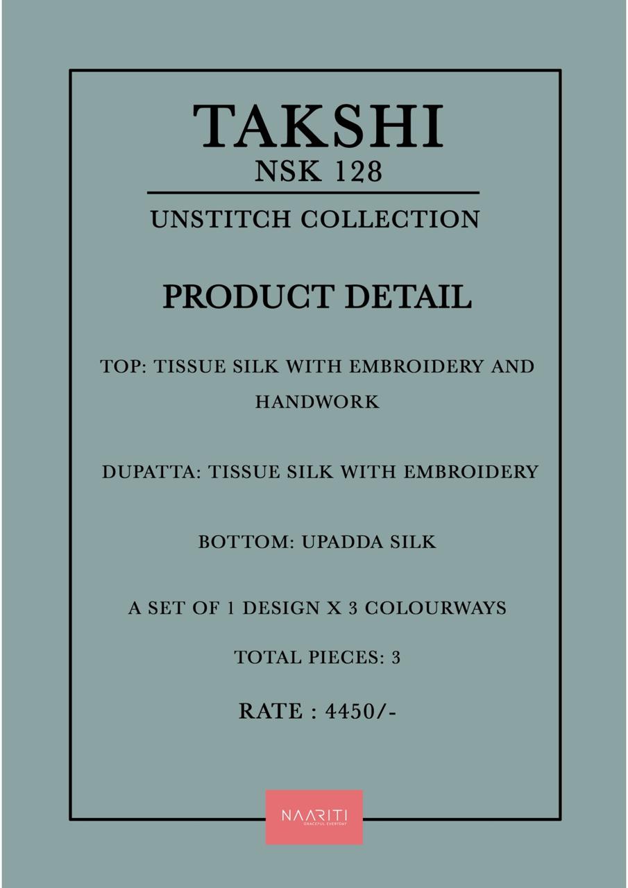 Takshi 128 Naariti Tissue Silk Pant Style Suits Manufacturer Ahmedabad