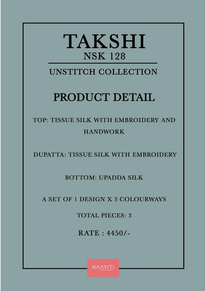 Takshi 128 Naariti Tissue Silk Pant Style Suits Manufacturer Ahmedabad