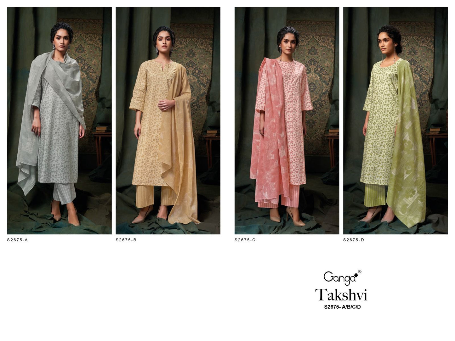 Takshvi 2675 Ganga Premium Cotton Plazzo Style Suits Wholesale Rate