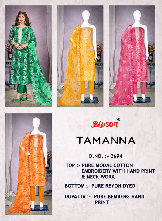 Tamanna 2694 Bipson Prints Cotton Pant Style Suits Exporter Gujarat