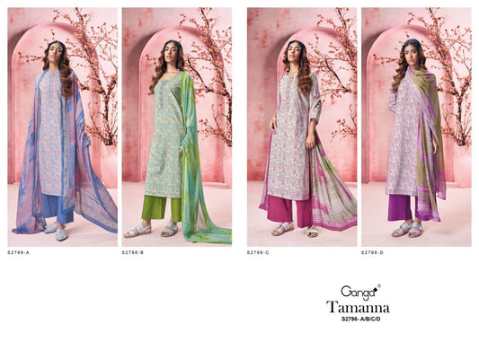 Tamanna 2798 Ganga Premium Cotton Plazzo Style Suits Wholesaler Ahmedabad