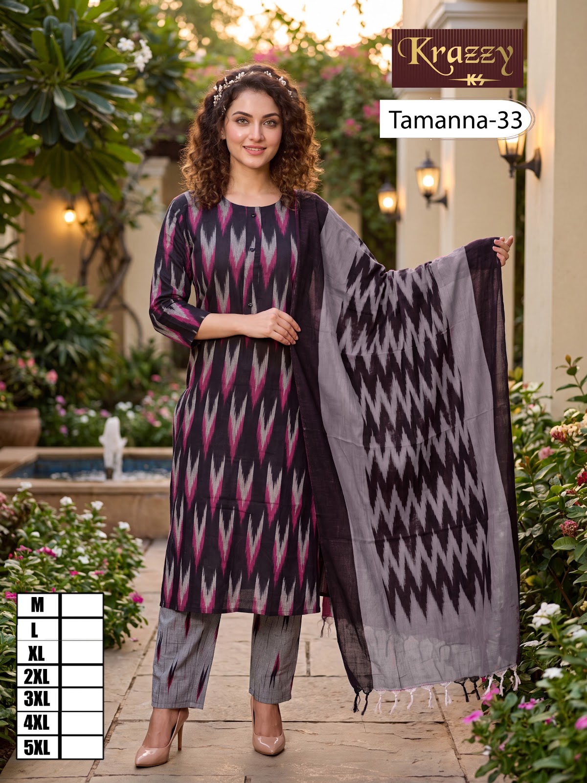 Tamanna Ikkat Kanha Readymade Cotton Pant Suits Exporter Gujarat