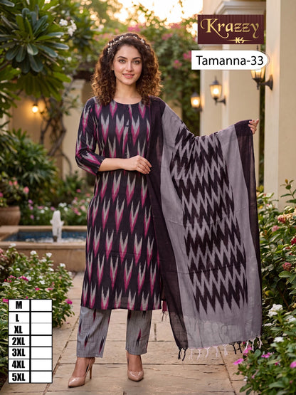 Tamanna Ikkat Kanha Readymade Cotton Pant Suits Exporter Gujarat