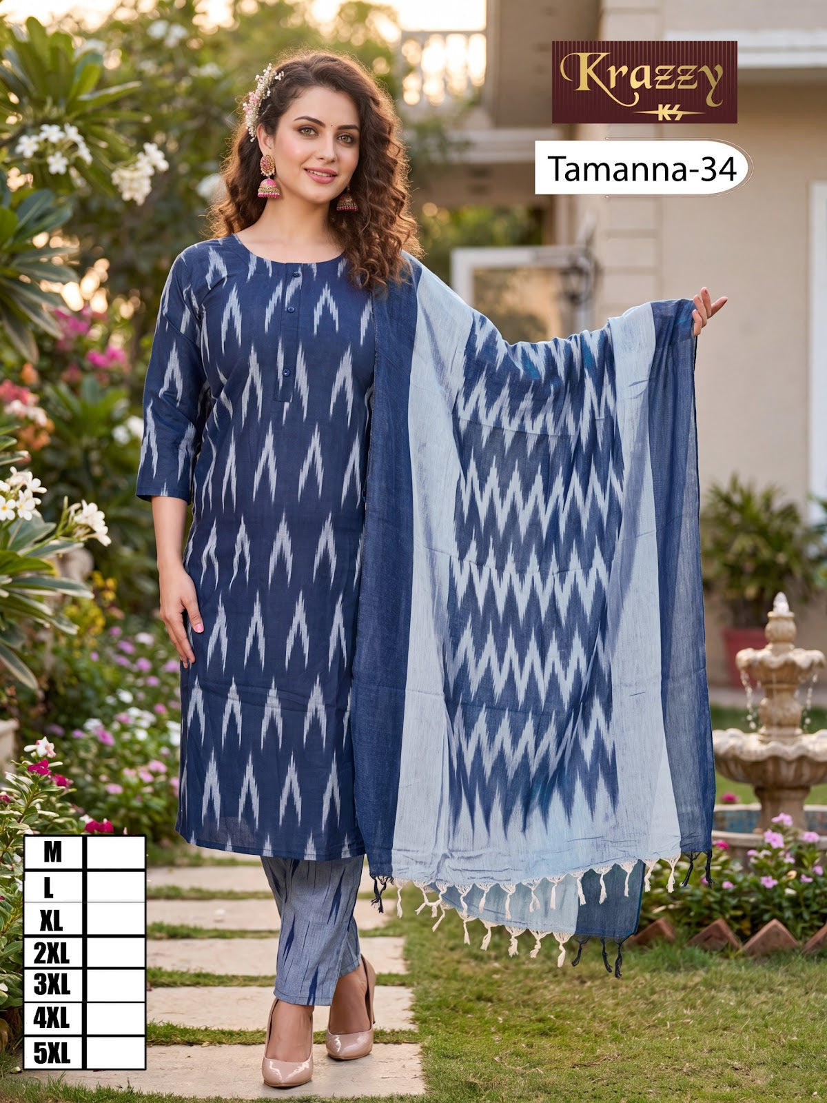 Tamanna Ikkat Kanha Readymade Cotton Pant Suits Exporter Gujarat