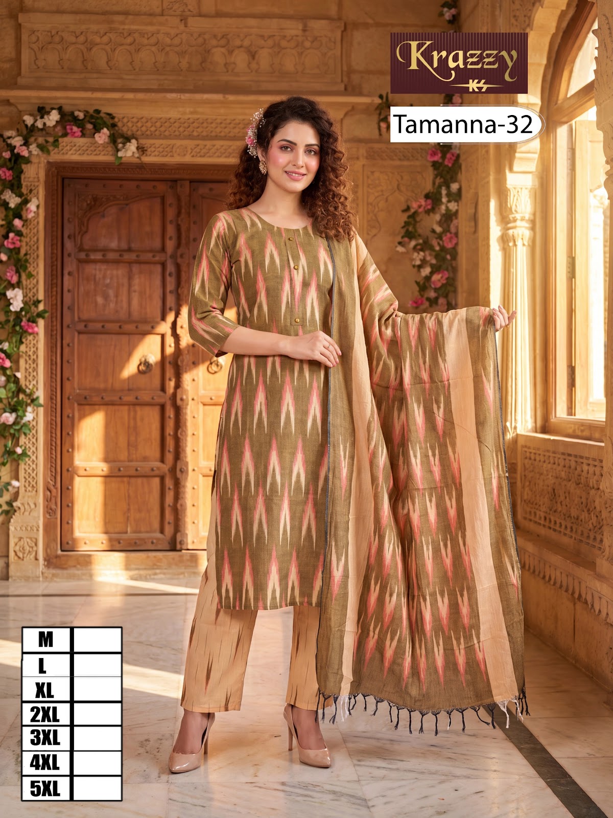 Tamanna Ikkat Kanha Readymade Cotton Pant Suits Exporter Gujarat