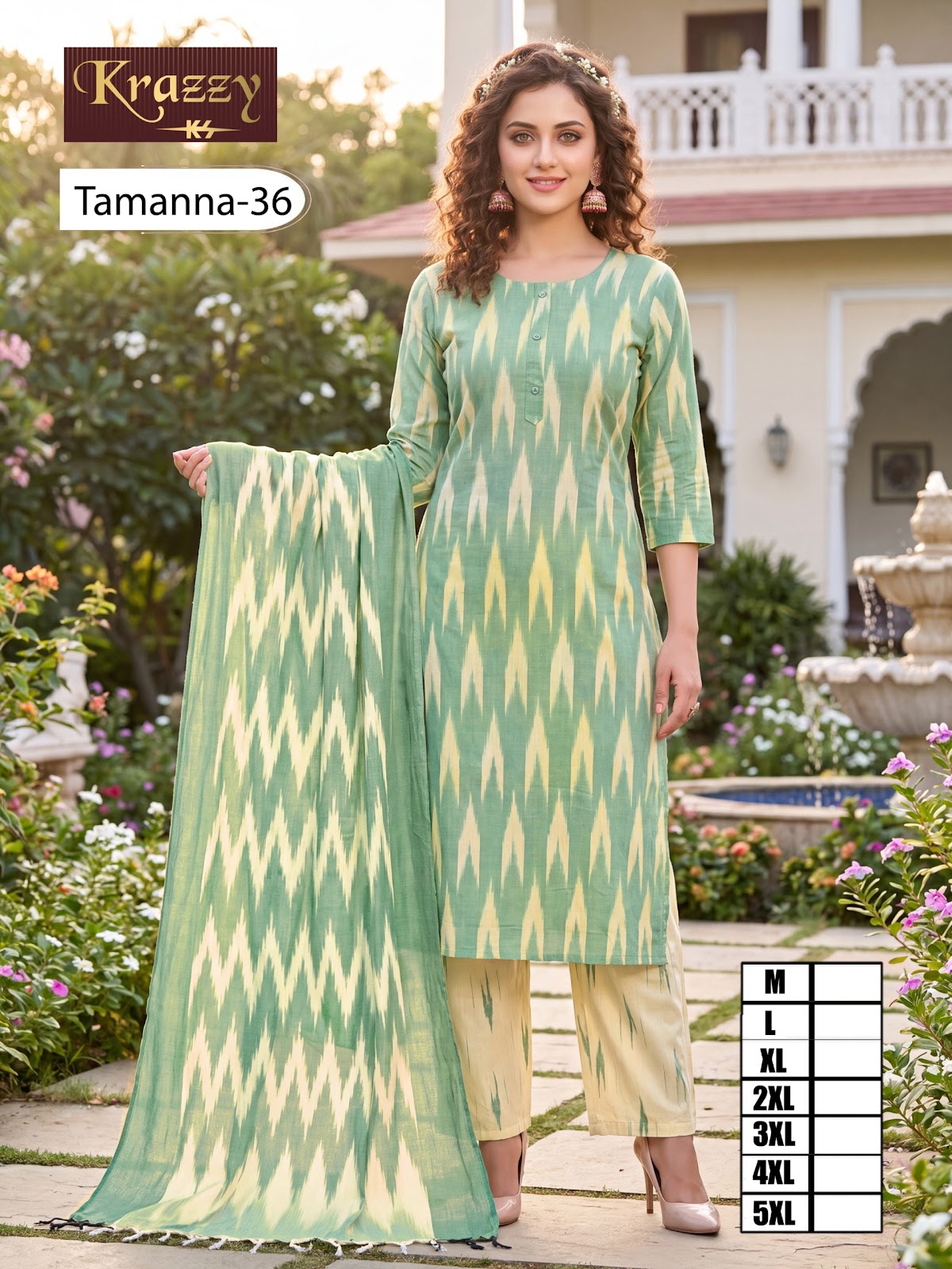Tamanna Ikkat Kanha Readymade Cotton Pant Suits Exporter Gujarat