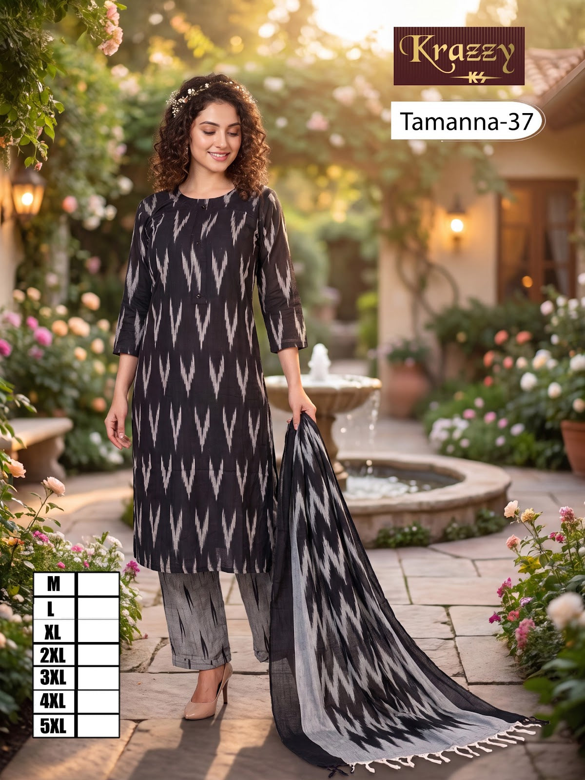 Tamanna Ikkat Kanha Readymade Cotton Pant Suits Exporter Gujarat