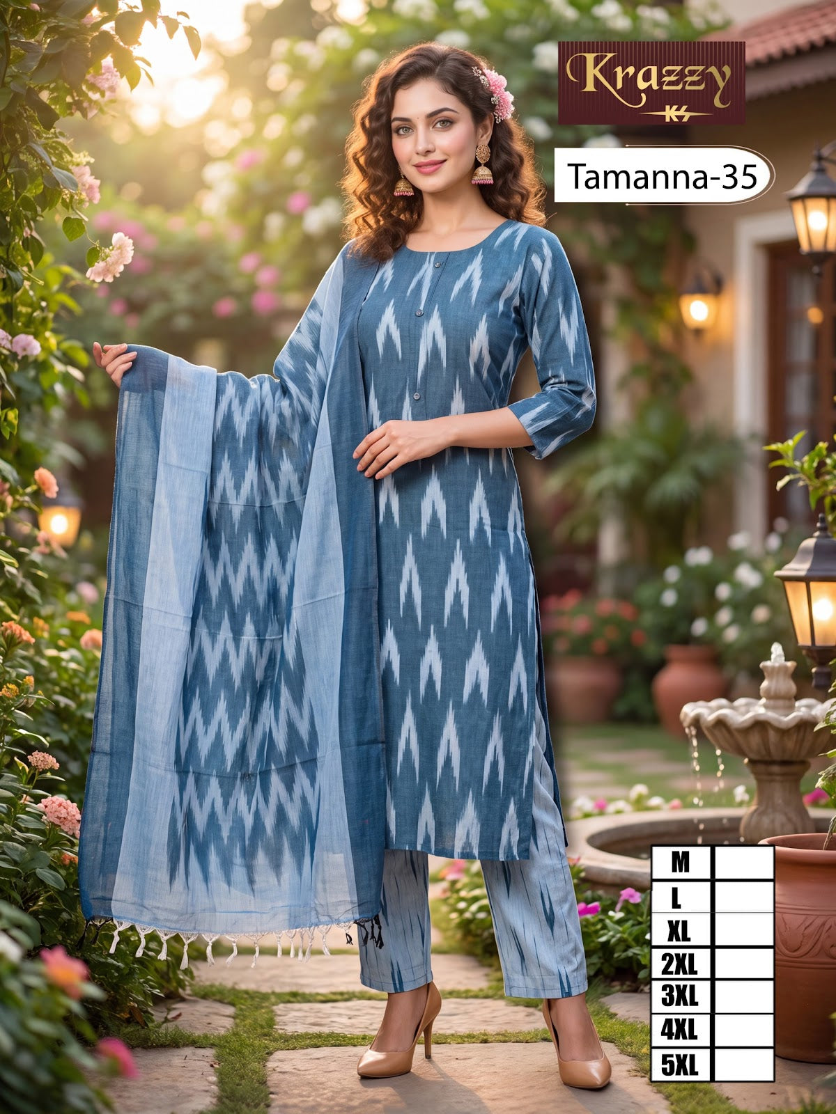Tamanna Ikkat Kanha Readymade Cotton Pant Suits Exporter Gujarat