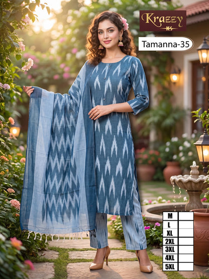 Tamanna Ikkat Kanha Readymade Cotton Pant Suits Exporter Gujarat