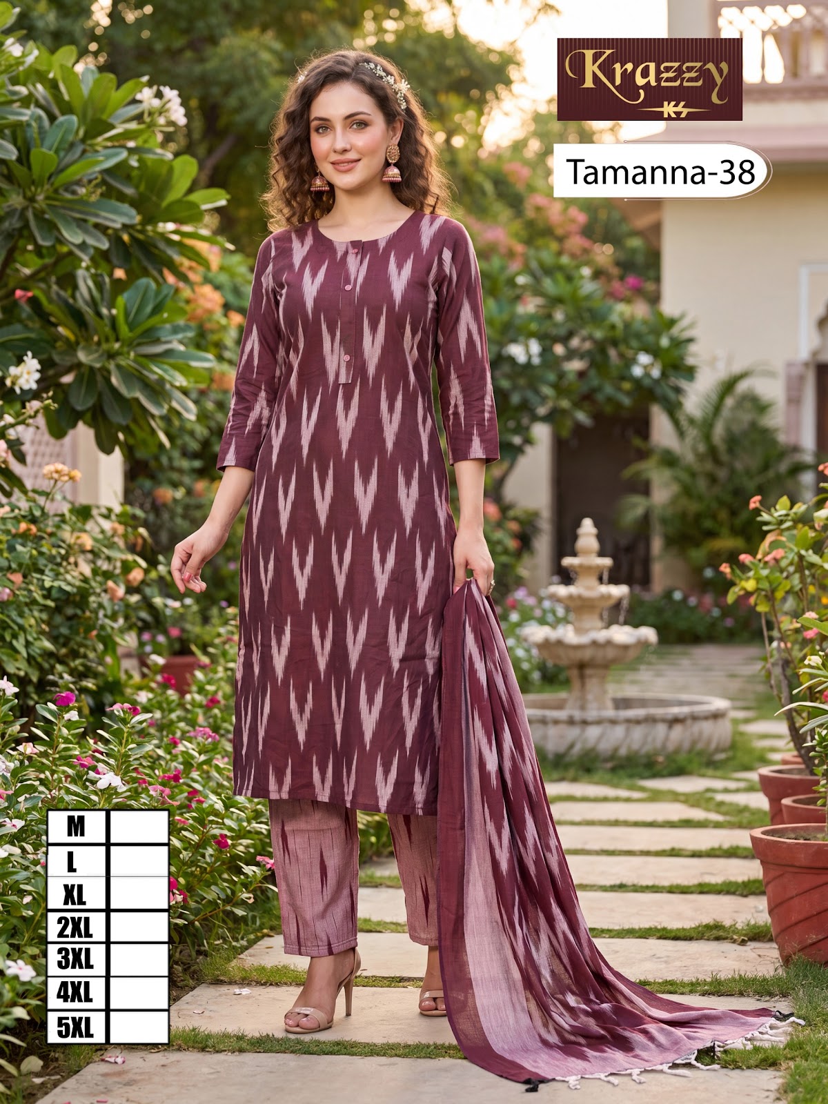 Tamanna Ikkat Kanha Readymade Cotton Pant Suits Exporter Gujarat