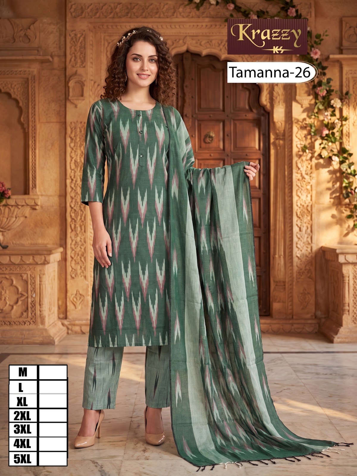 Tamanna Ikkat Kanha Readymade Cotton Pant Suits Exporter Gujarat
