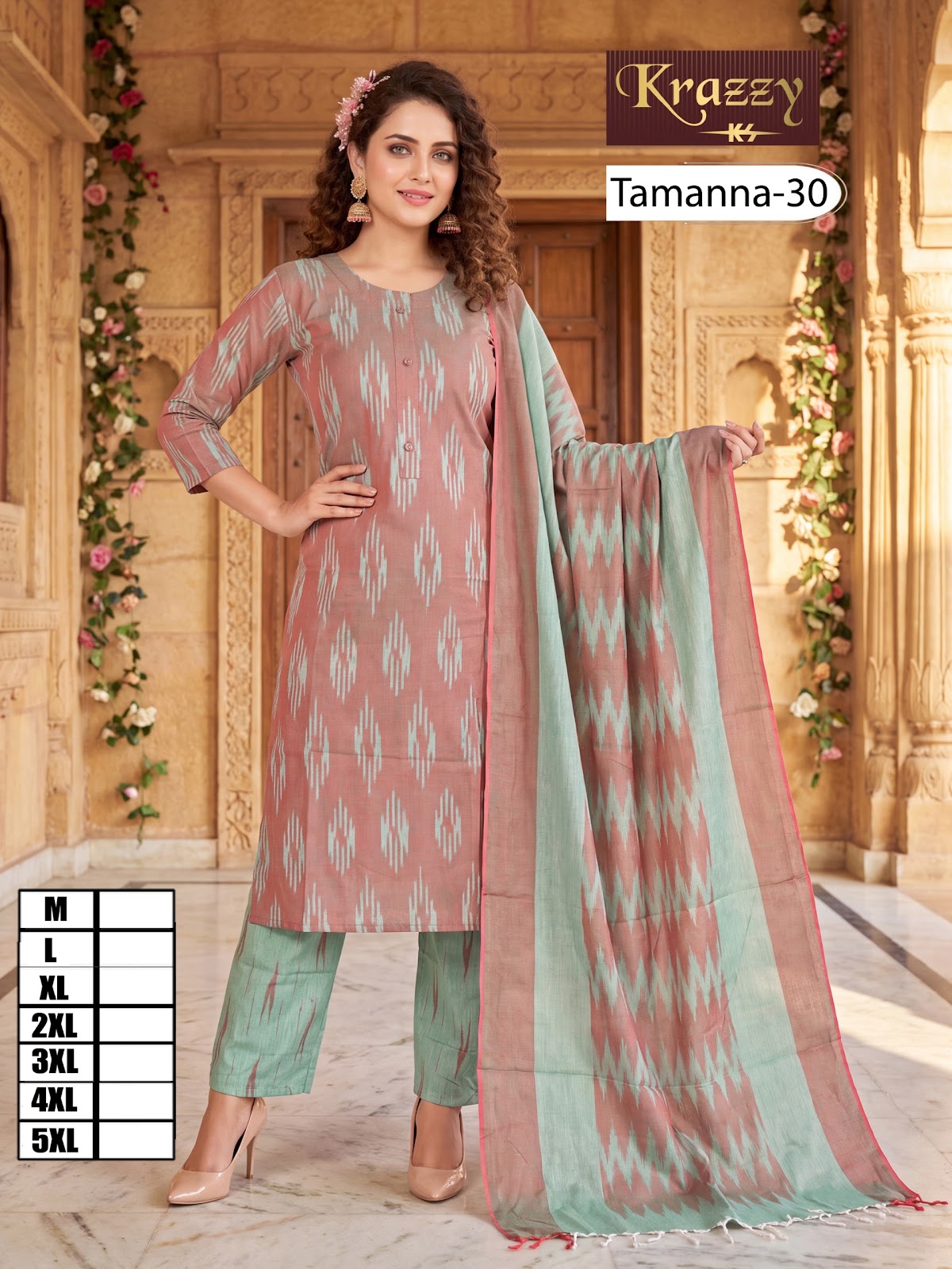 Tamanna Ikkat Kanha Readymade Cotton Pant Suits Exporter Gujarat