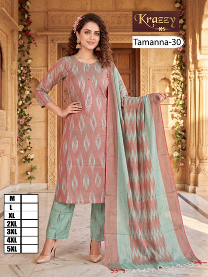 Tamanna Ikkat Kanha Readymade Cotton Pant Suits Exporter Gujarat