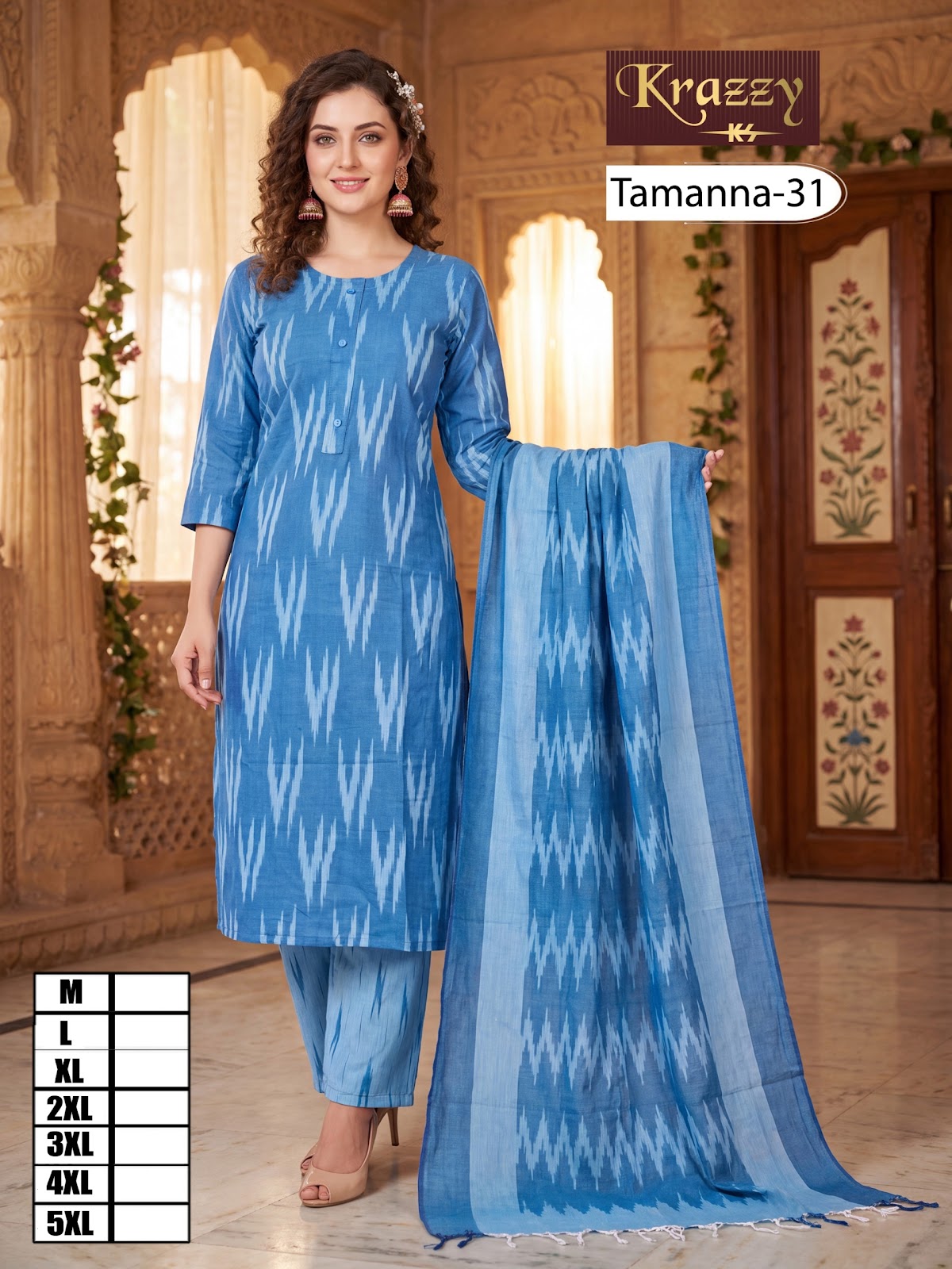 Tamanna Ikkat Kanha Readymade Cotton Pant Suits Exporter Gujarat