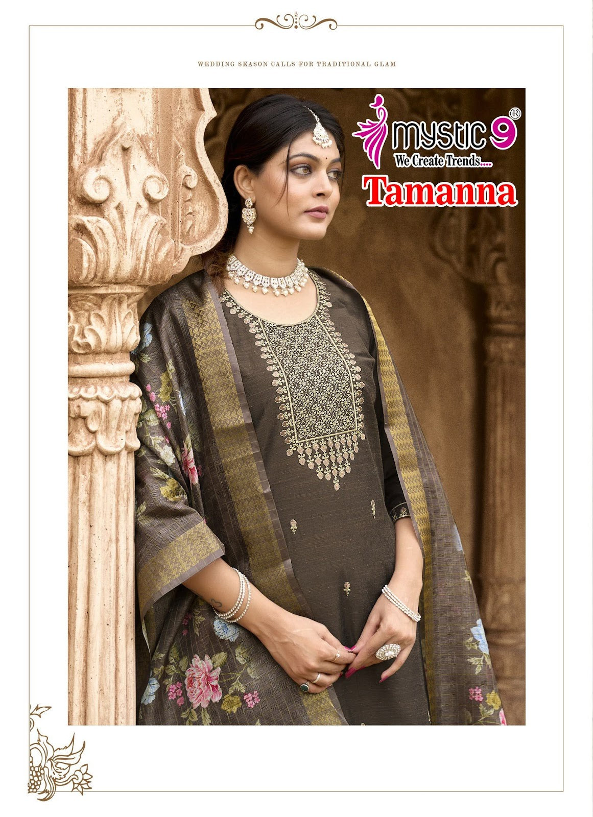 Tamanna Vol 1 Mystic 9 Banglore Silk Dobby Readymade Pant Style Suits Exporter Gujarat